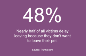 48% || Nearly half of all victims delay leaving because they don't want to leave their pet. || Source: Purina.com