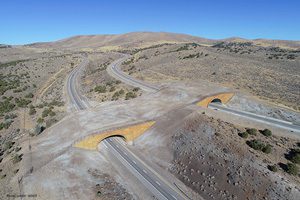 An aerial view of the Pequop Summit animal crossing on I-80 in Nevada | Photo credit: NDOT