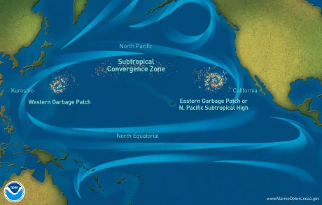Image showing North Pacific Garbage patches with gyres | Credit: NOAA