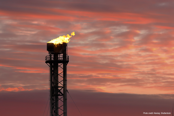 Gas plant flaring | Photo credit: Alexisaj, Shutterstock
