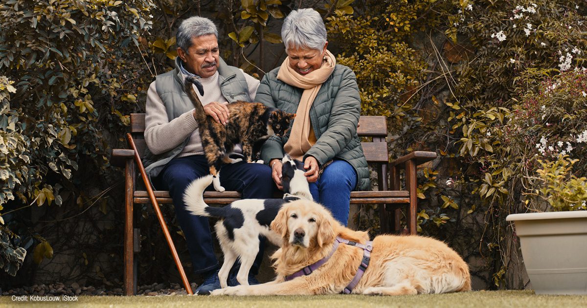 A couple with a dog and cat | Credit: KobusLouw, iStock