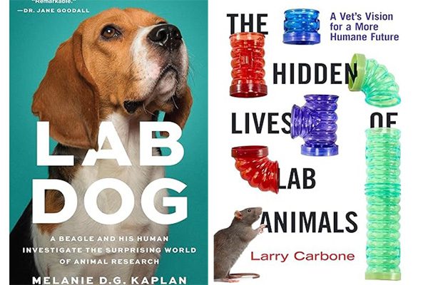 Book covers of "Lab Dog" and "The Hidden Lives of Lab Animals"